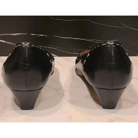 PRADA Ladys Shoes Black Leather Big Stitch Kitten Block Heels Quiet Luxury | 36½ - Picture 6 of 16